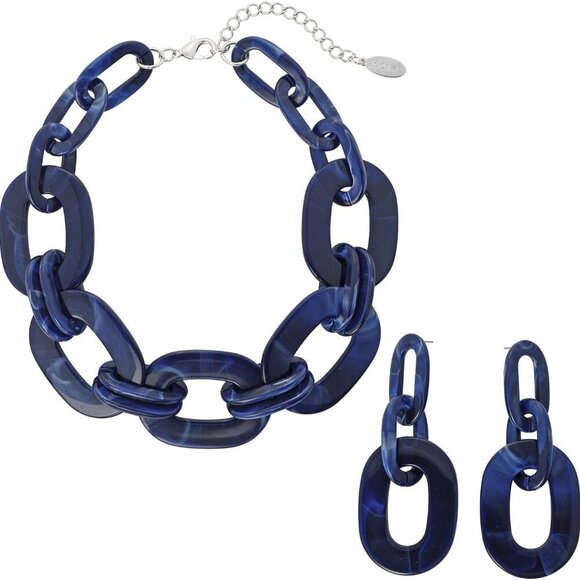 Acrylic Chunky Statement Necklace for Women Cube Link Chain Collar Necklace and - Picture 1 of 7